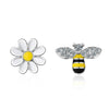 Lovely Bee & Flower Stud Earrings